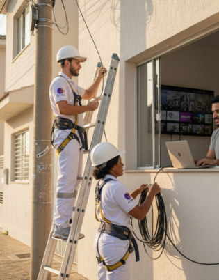 Equipe LT NET com suporte e instalação profissional
